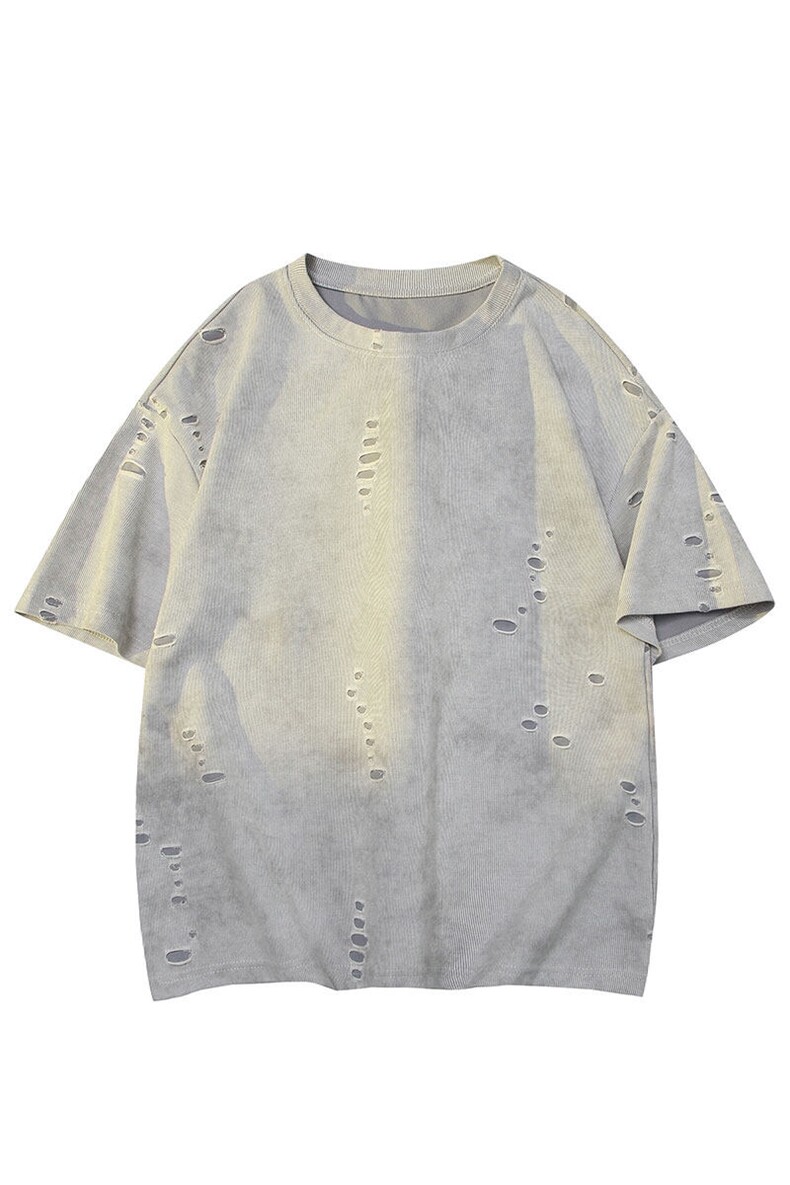 美式破洞短袖T恤男夏季潮牌半袖衣服宽松重磅体恤衫T3650-特价P33,男装T恤,电商A007