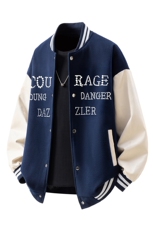 美式珍珠PU皮袖设计大码M-5XL毛呢棒球服夹克PU皮78084P69控108，男装夹克，星座227-7