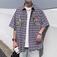 日系五分袖春夏季新款衬衫潮流慵懒男方领宽松型衬衫AC01P35，男装衬衫，星座1116-2