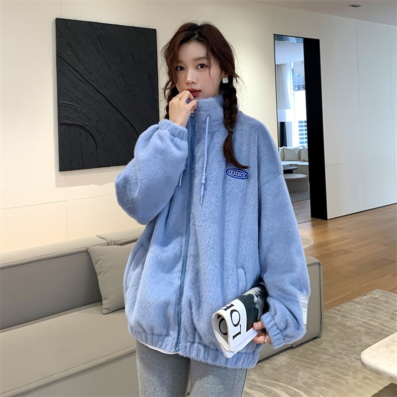 皮毛一体外套女2021新款冬季女装韩版时尚仿貂绒年轻皮草上衣女潮,女装皮草,潮品会