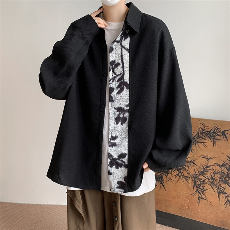 现货CS7137-P35特无差价控60大码新中式复古宽松休闲衬衫，男装衬衫，电商D232