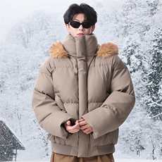 PU皮棉服男连帽毛领棉衣帽子可拆卸毛领可拆卸MF668-特P88无差价，男装棉衣，星座214-3