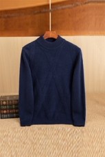 秋冬季35%羊绒休闲七针加厚菱形半高领羊绒衫男装，男装羊绒套衫，佑昭祥羊绒