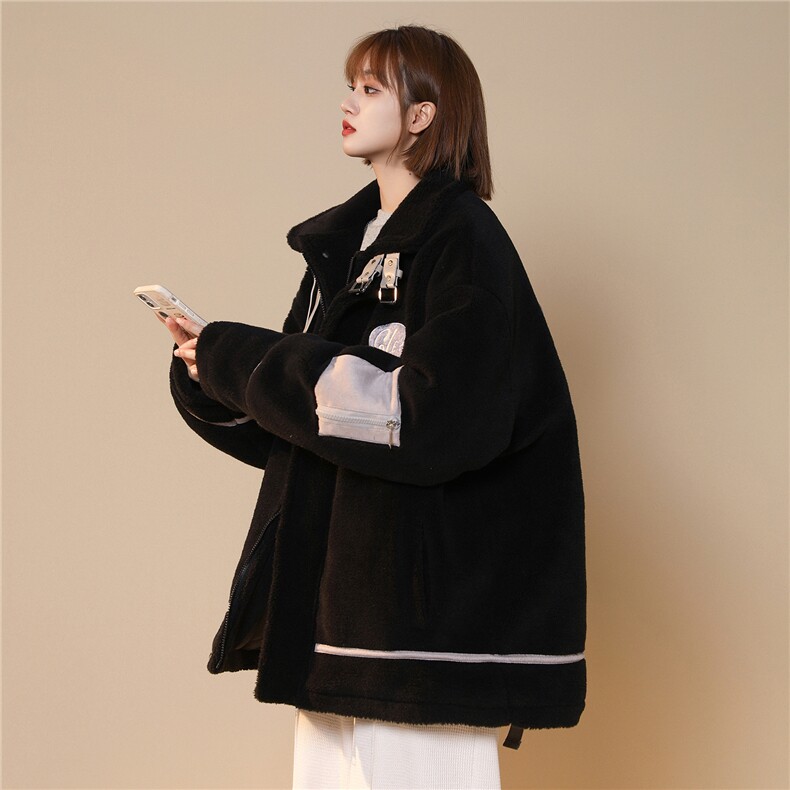 中性风皮毛一体刺绣羊羔毛棉衣男装加厚冬装棉服外套G1037P128女,男装棉衣,电商A339