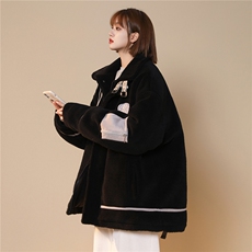 中性风皮毛一体刺绣羊羔毛棉衣男装加厚冬装棉服外套G1037P128女，男装棉衣，电商A339
