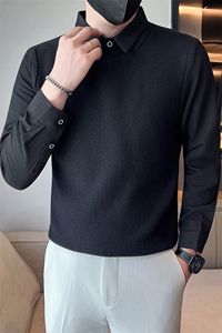 店主风小伙秋冬针织假二件毛衣男301A-1/M80/P75图片