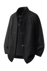 可二开白底「折棘」荆棘立体绣大码M-5XL中式西服XF78058P90控139，男装西服，星座227-7