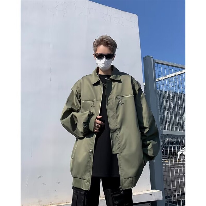 夹克男韩版潮流高街帅拉链口袋百搭2024春季新款ins外套W5678-P59图片