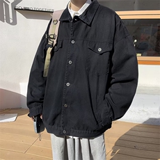 2024春秋冬款工装外套男士潮牌宽松复古美式翻领牛仔夹克上衣，男装夹克，星座716-3