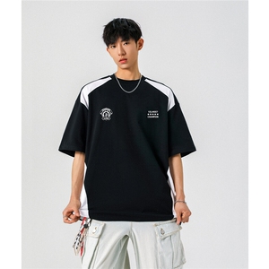 凉感双色拼接设计羽毛球球服大码M-5XL短袖T恤男DX78029P50控78图片