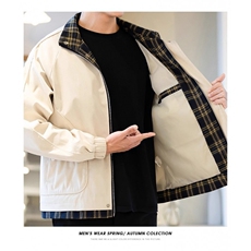 春秋季新款男士夹克宽松休闲大码立领上衣服假两件外套HH010P72，男装夹克，星座1013-5