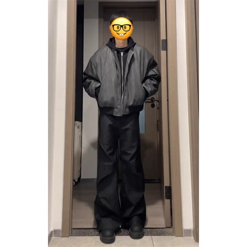 假两件外套男秋冬季新款潮流宽松休闲连帽PU皮夹克帅气L76388-P79,男装夹克,星座1008