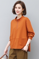 新款半高领卫衣女长袖2024春秋韩版宽松休闲百搭洋气套头T恤上衣，女装卫衣/绒衫，璐依舞