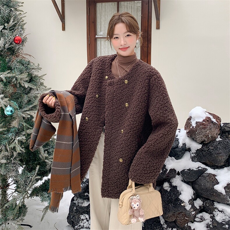【冬季】韩系大版型皮毛一体中长外套2C277-8806-P195-K289,女装皮草,2C277