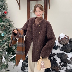 【冬季】韩系大版型皮毛一体中长外套2C277-8806-P195-K289，女装皮草，2C277