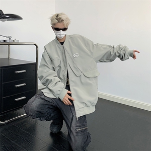 美式设计感棒球服夹克男女复古宽松小众百搭工装外套J8529-P58图片