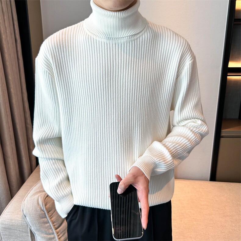 浅灰色男高领毛衣针织衫打底衫条纹MY6006-P45,男装T恤,星座1012-1