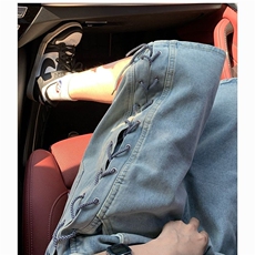 侧边编绳蓝色牛仔短裤男夏季休闲中裤美式小众五分裤子DK10，男装牛仔裤，星座1116A（原606A-3）