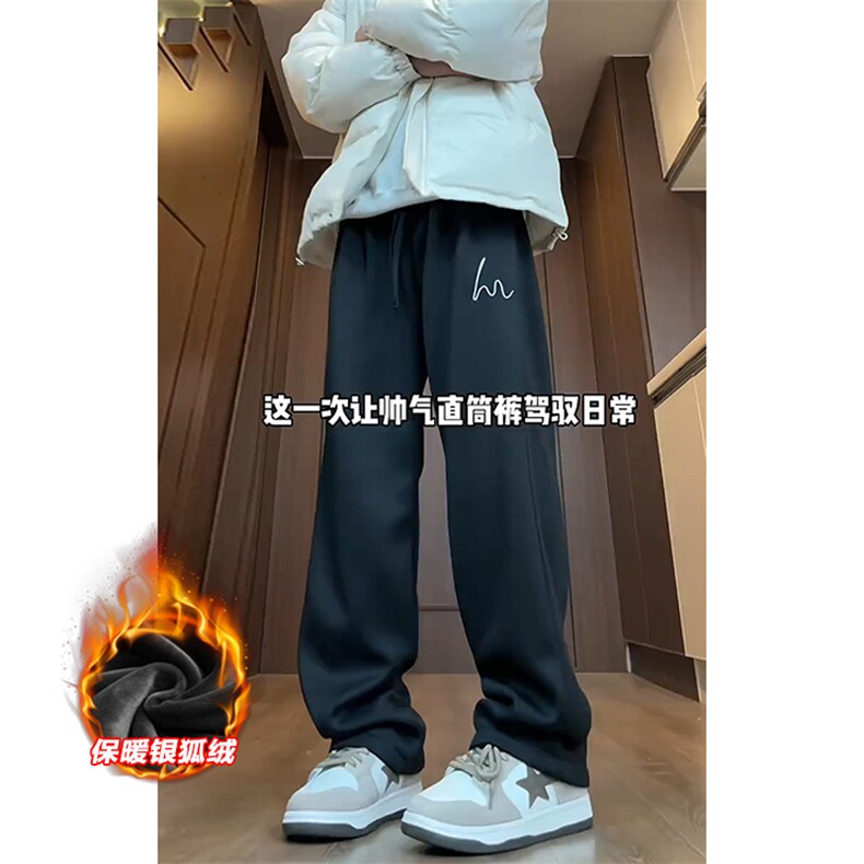 薄款改加绒特批P35无差价冬抖音保暖大码阔腿裤男K1958J加绒图片