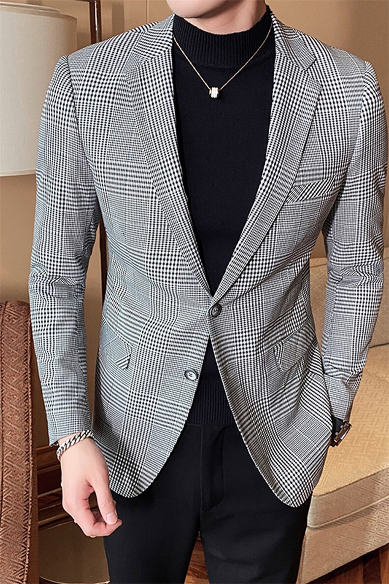 新款男士新款格子小西装西服外套803P145,男装西服套装,电商D225-1