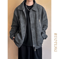 现货-春秋美式复古皮衣男潮牌街头时尚外套皮夹克-AP23064-P115，男装夹克，电商A351