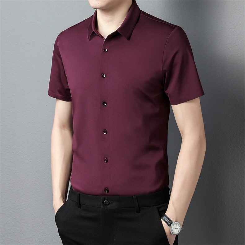 男士夏季衬衫休闲时尚潮流简百搭免烫衬衣中青年男装P85，男装衬衫，星座1105-3