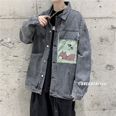 jk673-p75-限价98现货破洞港风大码肥仔牛仔外套ins宽松夹克，男装工装外套，星座116