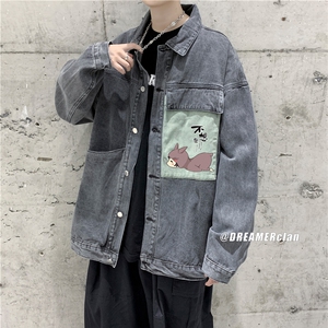jk673-p75-限价98 现货破洞港风大码肥仔牛仔外套ins宽松夹克图片