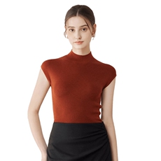 新款纯色无袖针织背心休闲简约风，女装针织衫/毛衣，优麦羊绒（原洪叶羊绒）