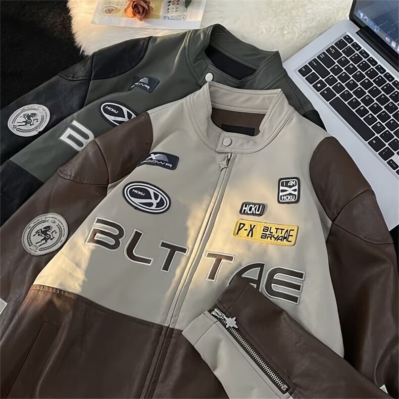 皮衣夹克男美式高街帅机车服个性2023秋冬季新款ins外套W5061-P82,男装皮衣,星座412-3