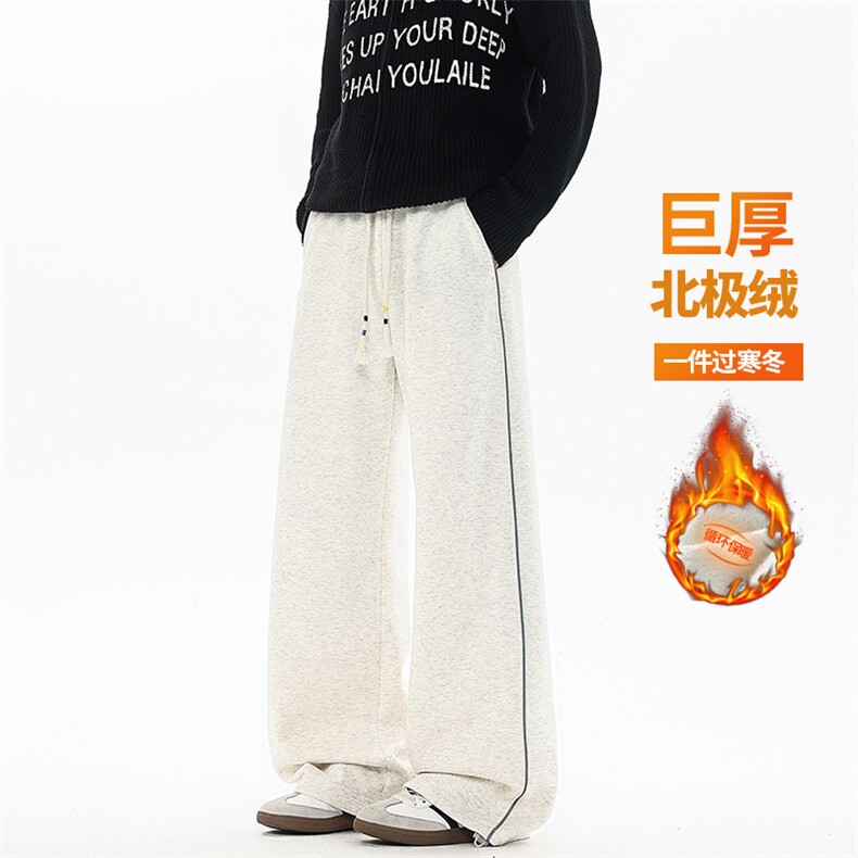 加绒加厚休闲裤冬季新品宽松阔腿运动保暖长裤D52147-TP5598,男装棉衣,电商A102