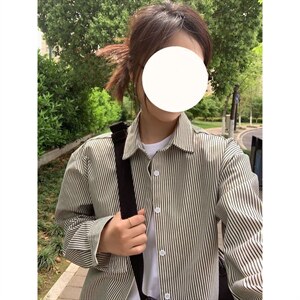 1506/QK160/P38条纹长袖衬衫日系衬衣男生夏季潮流百搭休闲外套