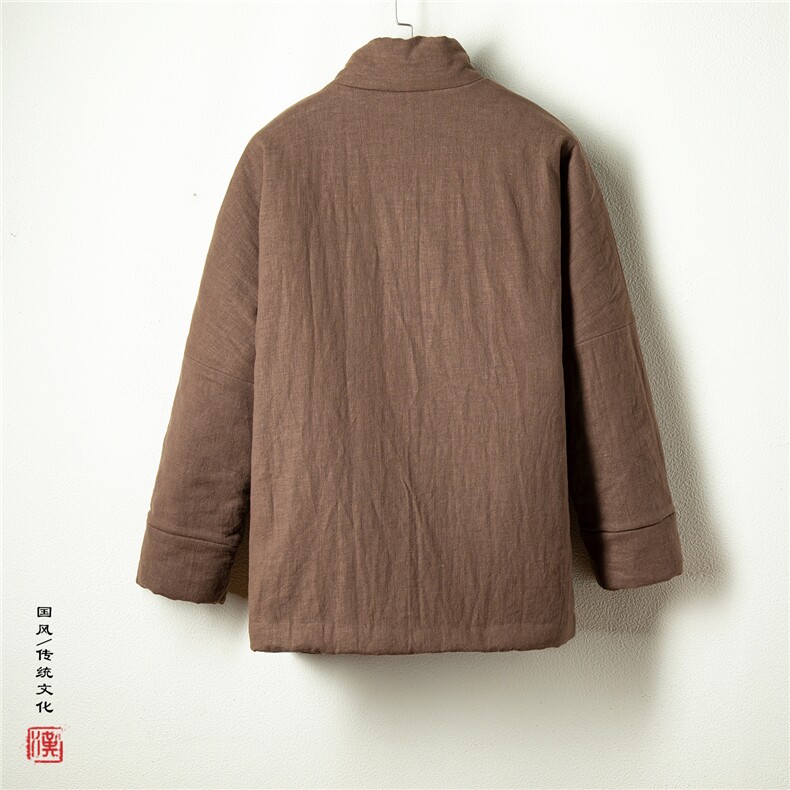 冬装新款风男装棉麻男士斜襟改良晋制新中式汉服棉衣HM17P170,男装棉衣,钱塘802