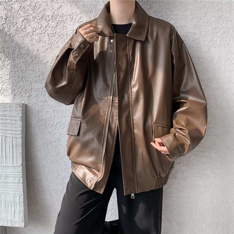 美式复古PU皮衣外套男潮工装飞行员夹克港风高街机车服W6448-P62,男装夹克,星座412-2