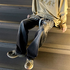 麻绳印花牛仔裤直筒B342-NK7003-P55，男装牛仔裤，电商B342