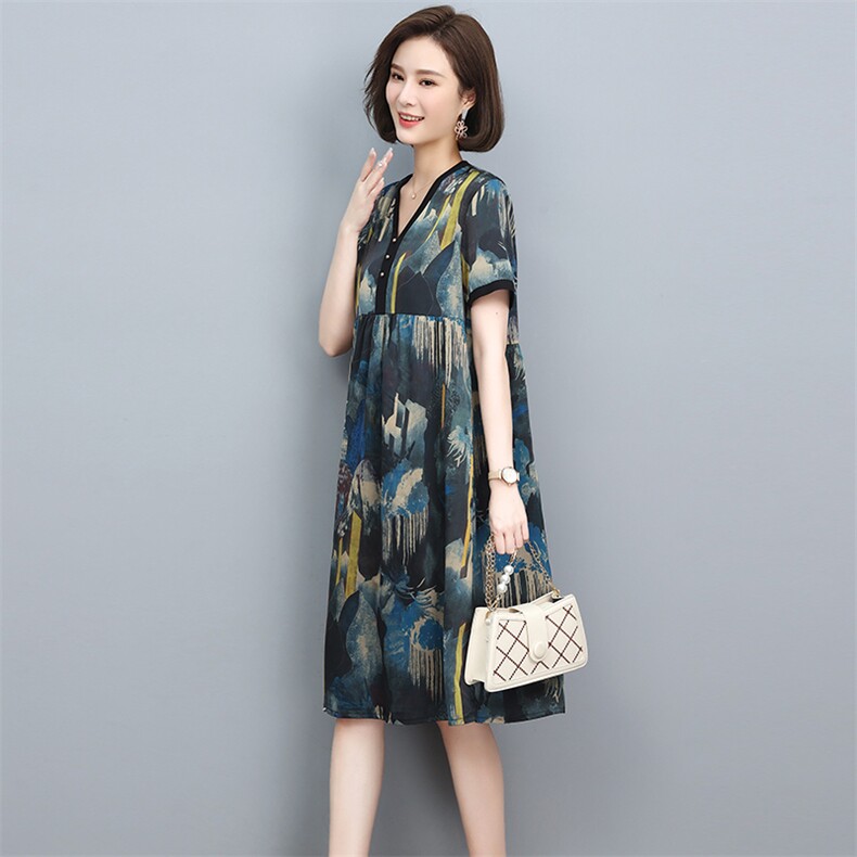 2022夏季新款时尚气质优雅显瘦休闲舒适连衣裙,女装连衣裙,忆绮罗