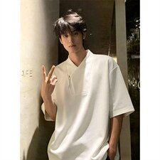 2026夏季新款V领270g华棉大码短袖T恤DT6263特P25建议零售价68，男装T恤，电商A001