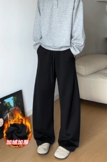 白灰色美式加绒卫裤男女款秋冬季垂感直筒阔腿裤子重磅运动休闲裤，男装卫衣，电商A001-1