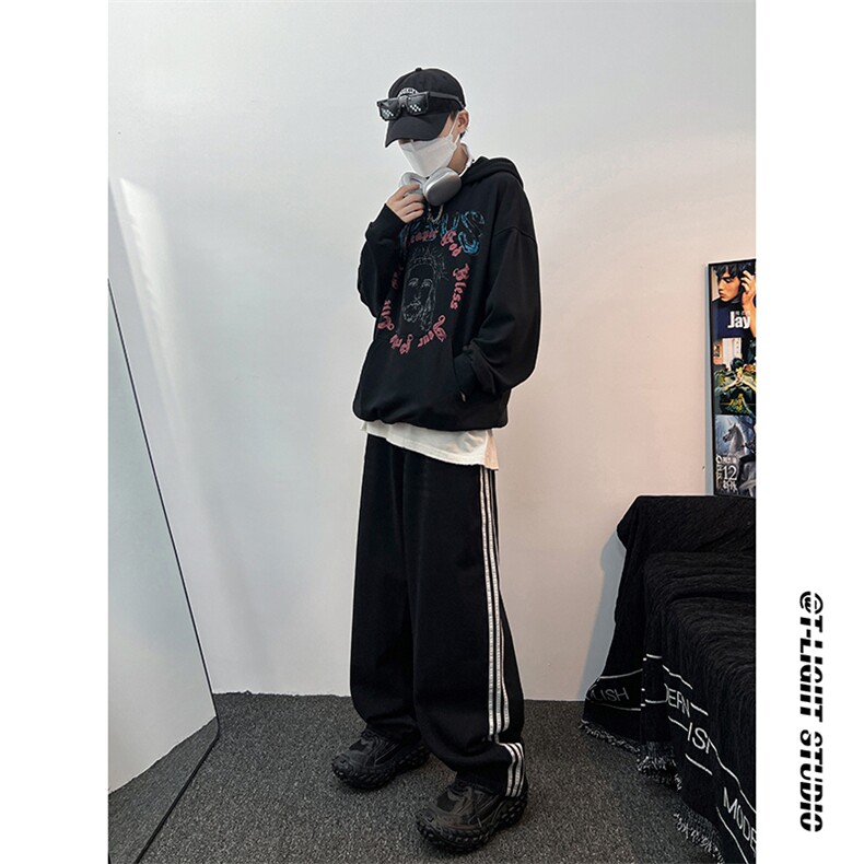 B221 美式ins高街小众宽松三条杠运动牛仔裤 LK23130-P60 控78图片