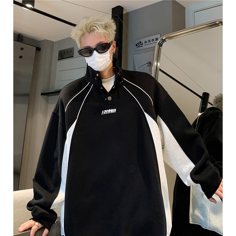 2026秋季新款美式复古结构拼接立领重磅卫衣男女潮牌上衣D361P58,男装卫衣,电商A335-1（原A458）