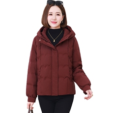 连帽短款羽绒服女冬季2024新款中年妈妈小个子加厚保暖白鸭绒外套，女装羽绒服，婷轩阁