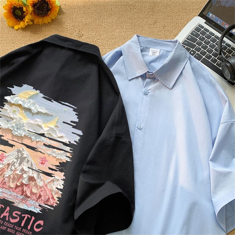 电商DSA028-MDSP846夏季新款港风百搭潮流印花短袖衬衫男,男装T恤,电商A028