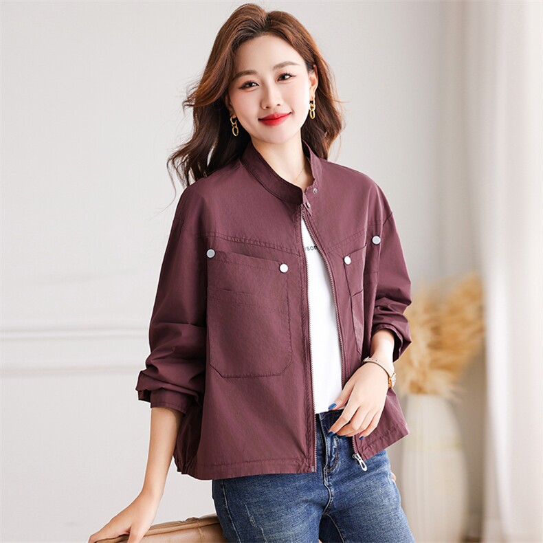 工装薄外套女春秋2025新款小个子韩系休闲独特超好看短款正肩夹克，女装短外套，曼沙奕珂