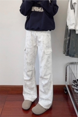 B221美式ins高街暗黑印花宽松工装牛仔裤LK24390-特P46控78，男装牛仔裤，电商B221