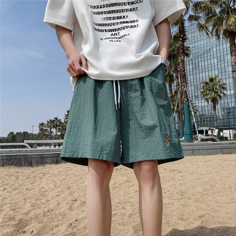 日系大口袋工装短裤男生夏季潮牌复古百搭宽松运动休闲五分裤，男装休闲裤，星座716-3