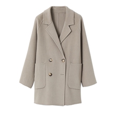 2025秋冬款反季双面羊绒大衣女短款小个子西装领羊毛呢外套，女装双面呢大衣，鹿展羊绒大衣