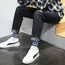 春秋季原创日系复古潮牌九分直筒小脚宽松破洞牛仔裤男7102-P35，男装牛仔裤，电商A318