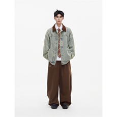 美式复古翻领牛仔夹克男女情侣街头上衣休闲外套JK0406-P68，男装工装外套，星座308B-2