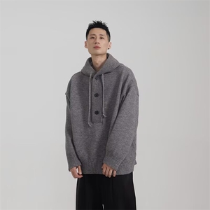 抖音得物保暖立领拉链针织外套秋冬宽松慵懒风纯色毛衣上衣AM047,长筒靴灰色如何搭配上衣图片