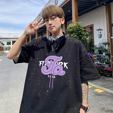 量大优供抖音视频支持得物配合二开美式满天星亮片短袖T恤MTX507，男装T恤，电商A486